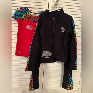 Skating Designs floral rainbow polar fleece jacket, shirt and skating pants